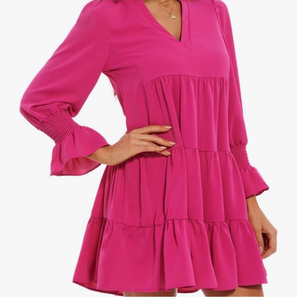 Elegant Pink Tiered Dress